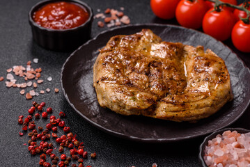 Food, grilled pork steak, roast meat for lunch. Grilled pork steak