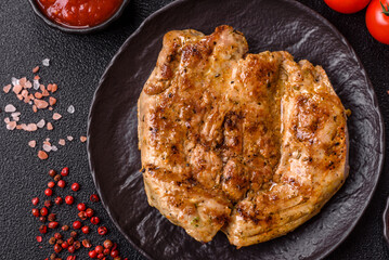 Food, grilled pork steak, roast meat for lunch. Grilled pork steak