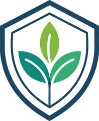 Ecofriendly shield logo featuring green leaves, symbolizing environmental protection, sustainability, and organic growth, ideal for naturerelated businesses and
