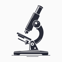 Four black and white microscope icons in simple, clean art styles