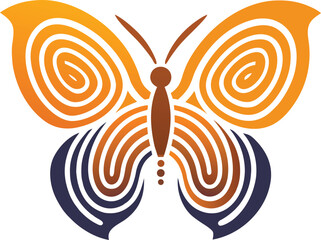 A captivating butterfly illustration with intricate spiral patterns on its wings, , showcasing a blend of orange and brown hues in a symmetrical design