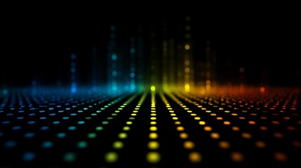 Abstract colorful dots background with light effects for technology and design concept use, dark theme