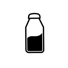 Milk water bottle icon. Dairy vector icon in black solid flat design icon isolated on white background