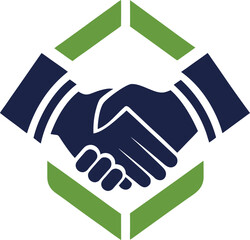 A handshake logo with a green border, symbolizing partnership, agreement, and collaboration, ideal for businesses, startups, and organizations seeking a strong and trustworthy brand identity