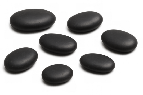 Smooth black spa stones for massage and relaxation