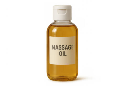 Bottle of massage oil for body wellness and relaxation