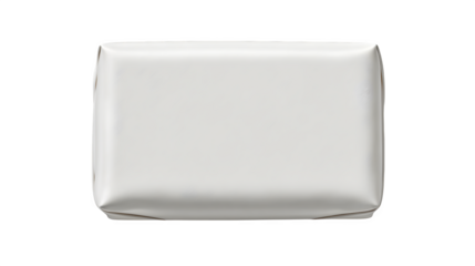 Minimal mockup of a rectangular gift in pure white with micro seam detail and no ribbon, ultra-clean design, isolated on white background