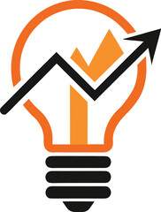 This captivating logo showcases a bright orange lightbulb with a bold black arrow pointing upwards, symbolizing innovation and growth
