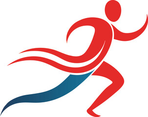 Dynamic red and blue runner logo showcases speed and agility, ideal for sports, fitness, and athletic brands seeking a modern, energetic identity