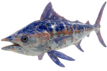 A Vibrant Depiction of a Glimmering Longfin Tuna Highlighting Its Unique Features and Natural Habitat Underwater in Stunning Clarity isolated on transparent background