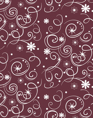 Dark Floral Swirl Seamless Pattern