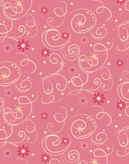 Pink Floral Swirl Seamless Pattern