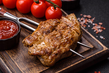 Food, grilled pork steak, roast meat for lunch. Grilled pork steak