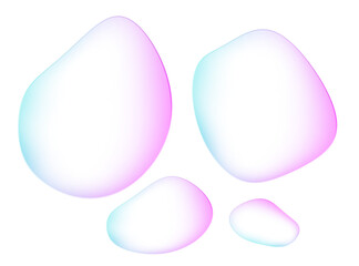 A group of smooth, rounded shapes with a soft, pastel gradient of pink and blue, isolated on transparent background the shapes appear to be floating
