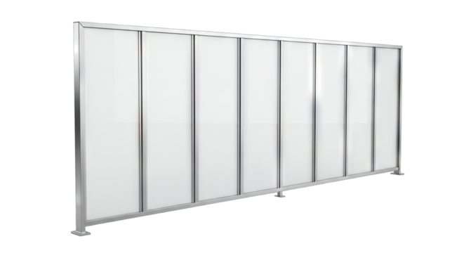 Modern Office Partition with Frosted Glass Panels and Metal Frame. - Powered by Adobe