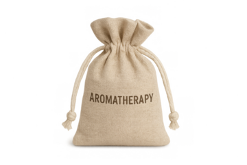 Aromatherapy fabric drawstring bag with transparent background