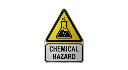 Chemical Hazard Warning Sign with Flask Icon.