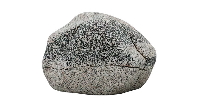 A single grey rock with a rough texture and speckled surface.