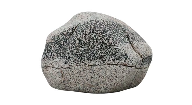 A single grey rock with a rough texture and speckled surface.