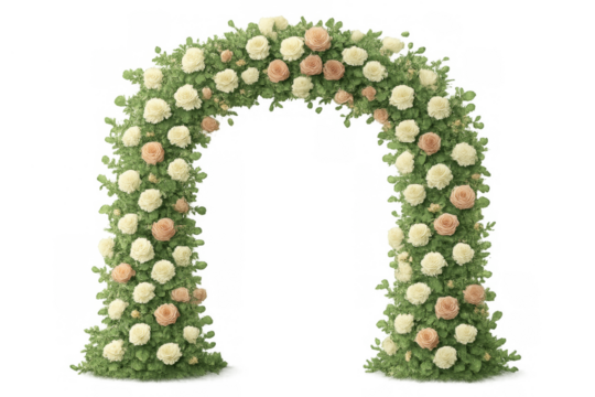 Wedding floral arch with roses decoration on transparent background - Powered by Adobe