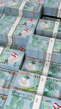 Lebanon 50k Lebanese Pound Banknote Vertical (Mobile) 3D Animation ? Mobile Money Flow, Finance, Economy, Business Investment, Currency Visualization, and Realistic Banknote Motion