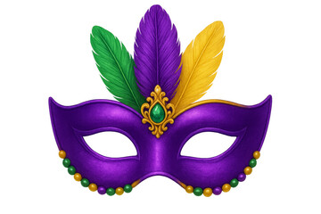 Mardi gras mask with feathers and beads