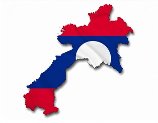 Obraz premium Laos Map with Lao Flag Colors and White Disc on White Background 3D Render