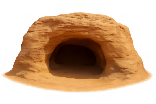 Desert cave entrance in sandstone rock formation