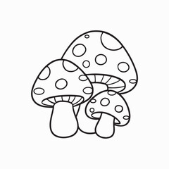 Cute Mushroom Line Art Illustration
