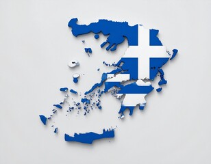 Greece Map with Greek Flag on White Background