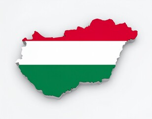 Hungary Map with Hungarian Flag on White Background