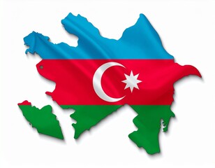 Azerbaijan Map with Azerbaijan Flag Overlay