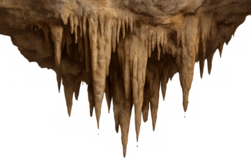 Cave stalactites structure hanging from rock formation