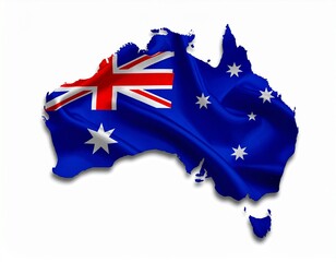 Australia Map with Australian Flag Overlay