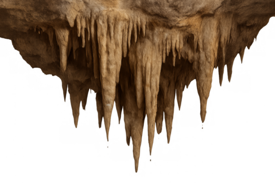 Cave stalactites structure hanging from rock formation