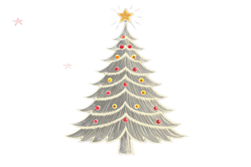 Hand-drawn Christmas tree in chalk style with childlike lines, creating a playful and cozy holiday feel. Perfect for festive designs, Christmas cards, winter posters, or creative projects. Vector illu