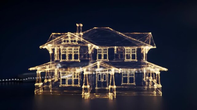 Veterans Day American Dream: Dog Tags Building a Digital Glowing Home, Representing Future and Hope for Military Service