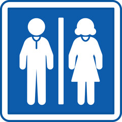 Blue Toilet Sign. Vector Icon. Men's and Women's Restrooms. Hospital Ward Sign