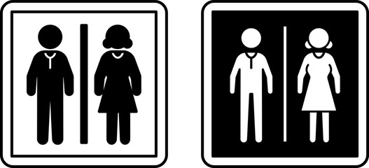 Toilet Signs. Black and White Vector Icons. Men's and Women's Restrooms. Hospital Ward Sign
