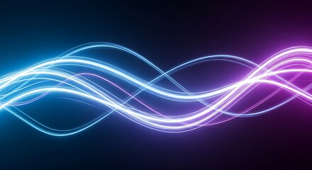 Abstract neon light streaks flowing in waves against a dark background generative ai