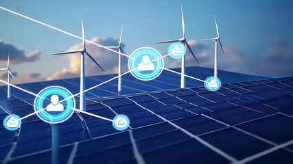 Harnessing Renewable Energy: A Vision of Sustainable Connections with Wind and Solar Power - Powered by Adobe