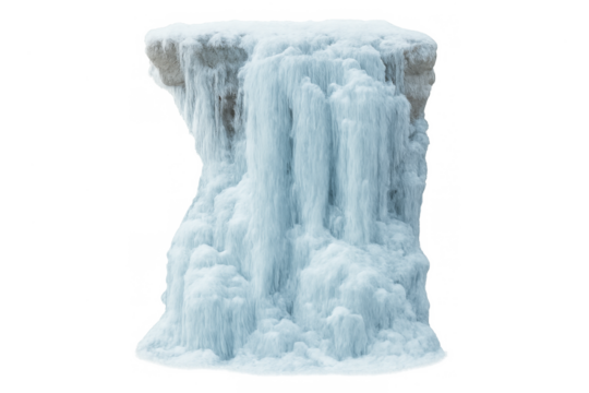 Frozen waterfall ice cascade on transparent background