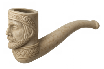 Vintage tobacco pipe with carved ancient man profile
