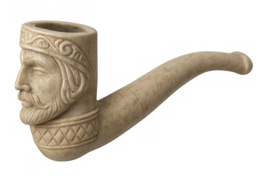 Vintage tobacco pipe with carved ancient man profile