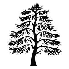 Obraz premium Detailed silhouette showcases a coniferous tree with distinct branching and needlelike leaf structures