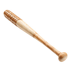 Close up of a wooden baseball bat with intricate patterned grip isolated on transparent background