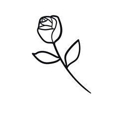 Elegant black and white rose silhouette with woman’s face in vector art style