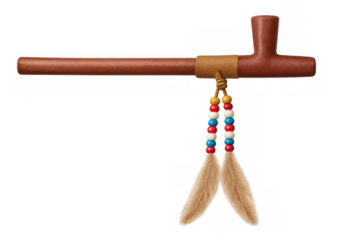 Native american peace pipe calumet with beads and feathers