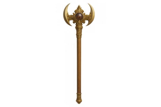 Ornate gold fantasy scepter staff with gem