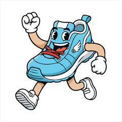 Obraz premium Happy Cartoon Running Shoe Character with Wings